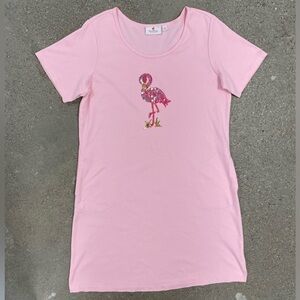 Sequin Flamingo long T-shirt nightgown nighty Vintage Quacker Factory size Large
